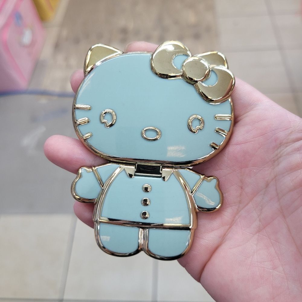 Brand New Sanrio Hello Kitty Gold & Green Cell Phone Case Mirror & Stand